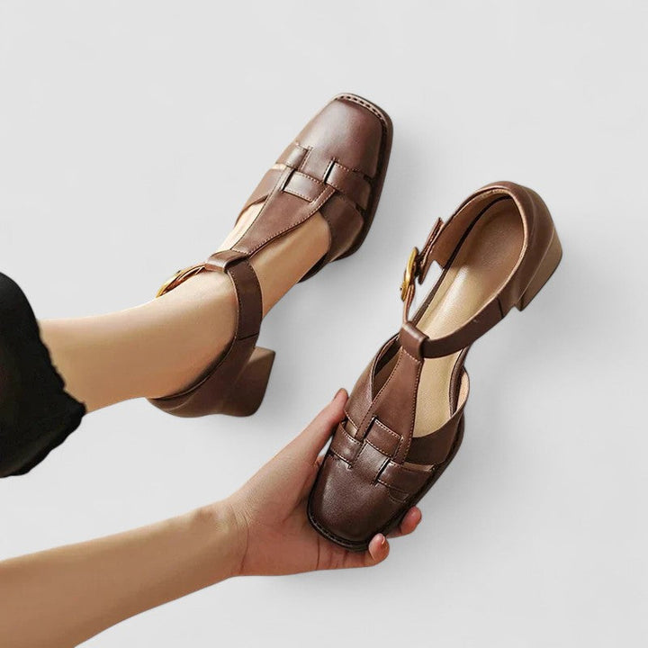 Barbara - Orthopedic T-Strap Block Heels